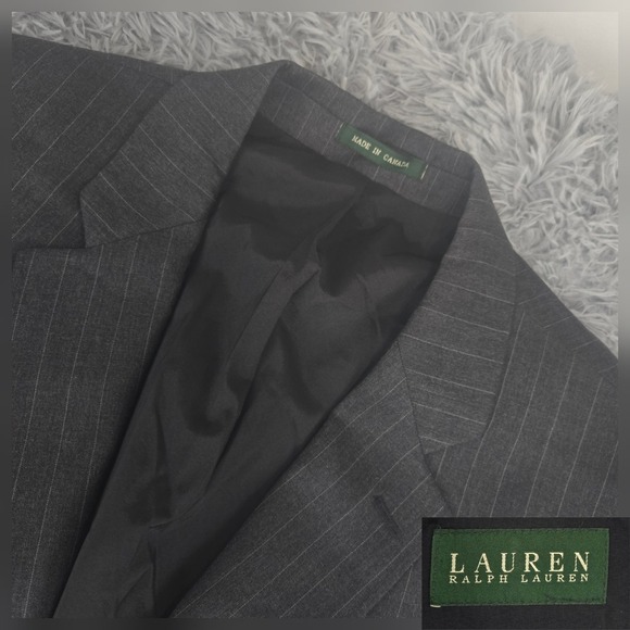 Lauren Ralphh Lauren LRL‎ Mens 48 R Gray Pinstripe Wool Blazer Suit Jacket - Picture 1 of 8